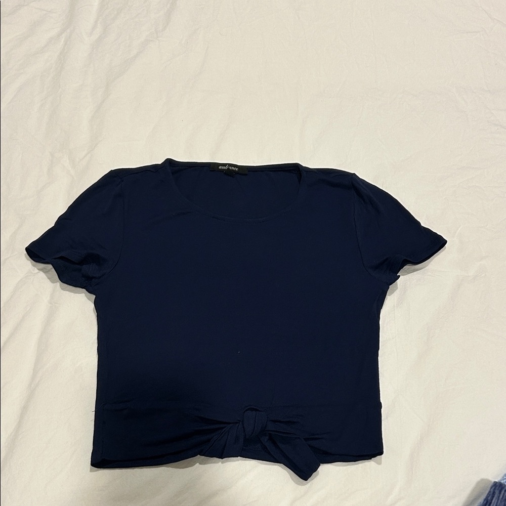 Ambiance Navy Tie-Front Tee